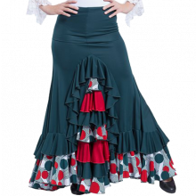 Falda flamenca 3 palas, godet trasero y volantes EF221