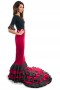 Falda de Cola "Canela Pura" Rojo-burdeos con volante negro